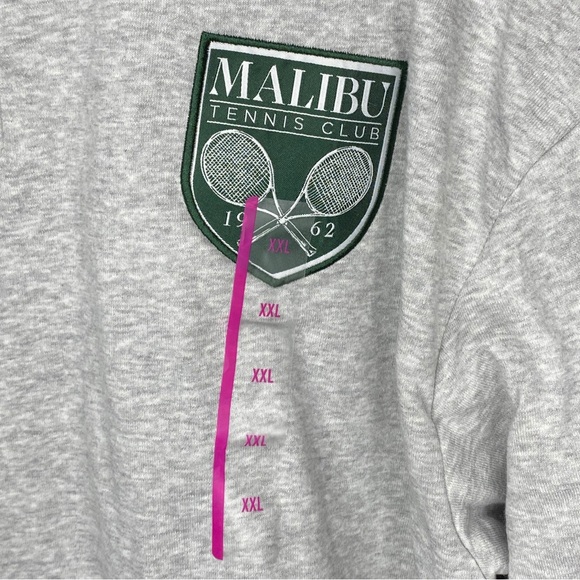 Zoe + Liv Malibu Tennis Club Graphic Heather Gray Zippered Sweatshirt Size XXL - Picture 12 of 13